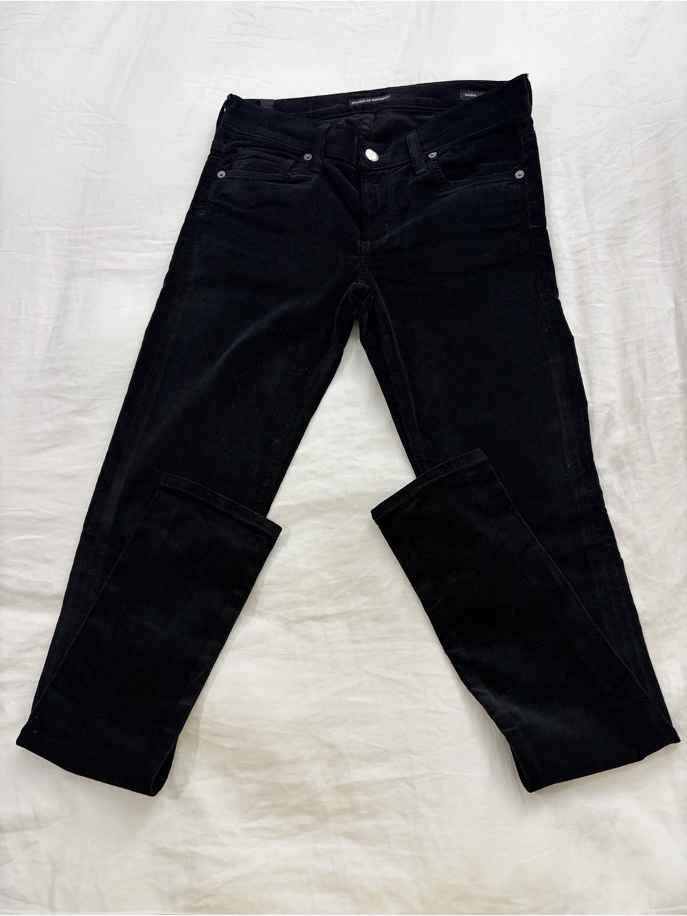 Citizens Of Humanity Avedon Black Velvet Low Rise Skinny Jeans